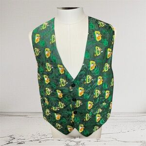 University Of Oregon Mens Sz M Ducks Mascot All Over Button Up Adjust Strap Vest